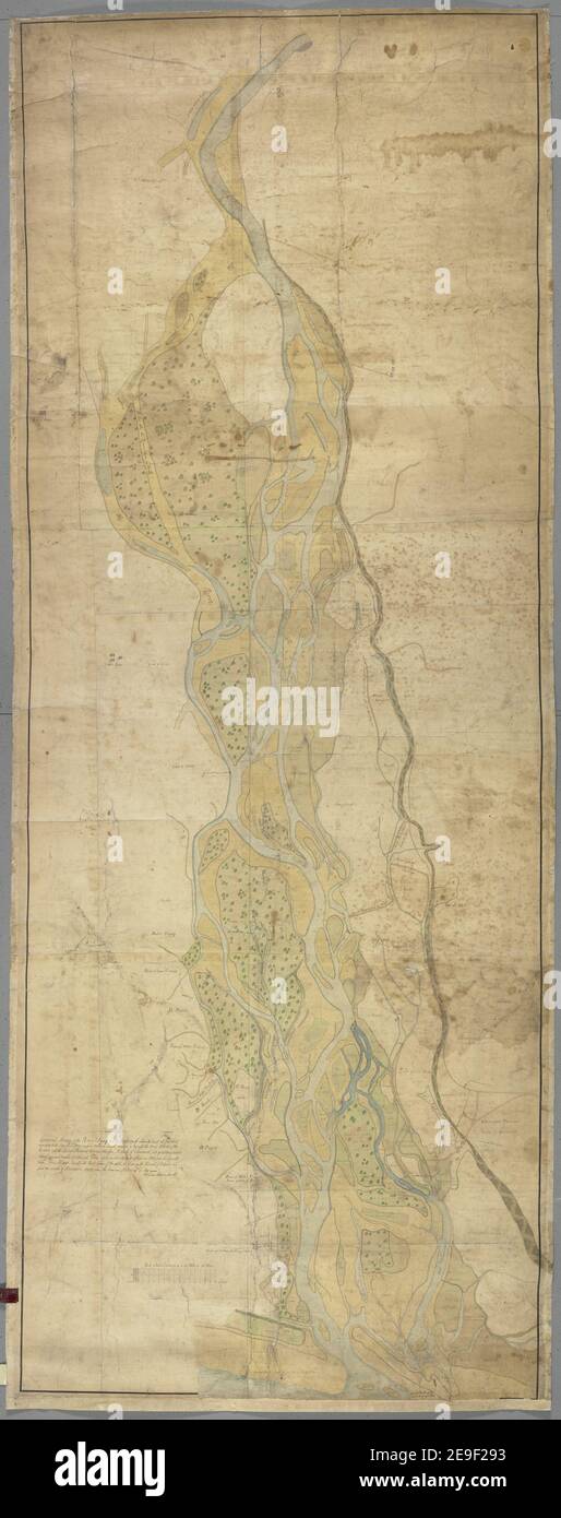 General Mapp of the River=Spey from the Reid rock above the Boat att Focaber downward to the Sea being four measured miles in length.  Author  Adam, William 48.78. Place of publication: [Scotland?] Publisher: by William Adam Arch.t, Date of publication: [1732.]  Item type: 1 map on 6 sheets Medium: joined and laid on linen, manuscript pen and ink with watercolour Dimensions: 196 x 75 cm  Former owner: George III, King of Great Britain, 1738-1820 Stock Photo