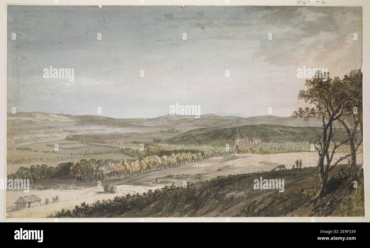 Drumlanrig. Author  Sandby, Paul 49.54.1.c. Date of publication: [about 1751]  Item type: 1 drawing Medium: pen and black ink with watercolour Dimensions: sheet 24.9 x 41.7 cm  Former owner: George III, King of Great Britain, 1738-1820 Stock Photo
