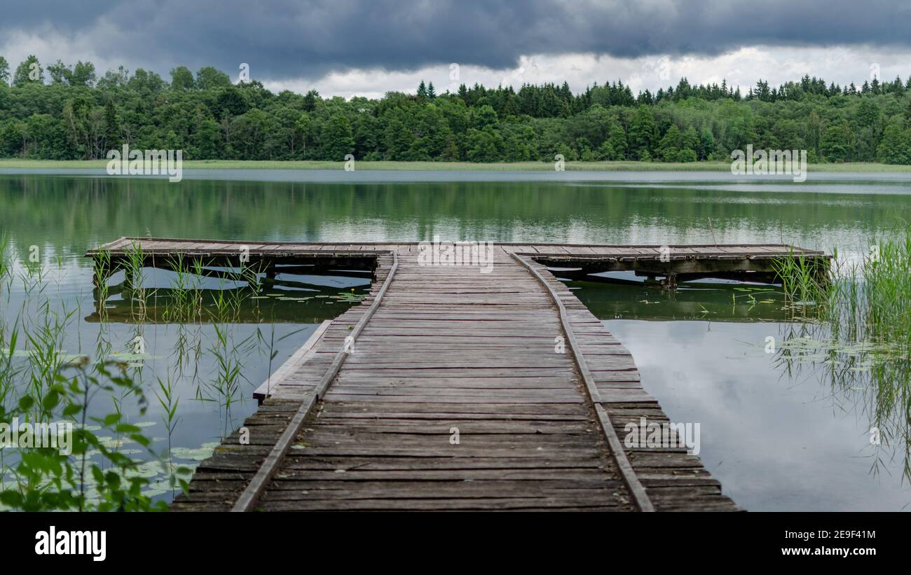 The beautiful lakes of the Tytuvėnai region are wonderful Lithuanian nature. Stock Photo