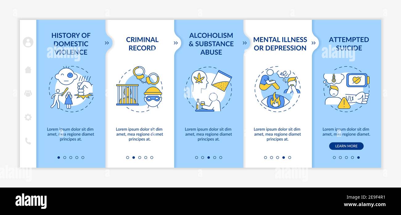 History of violence onboarding vector template Stock Vector
