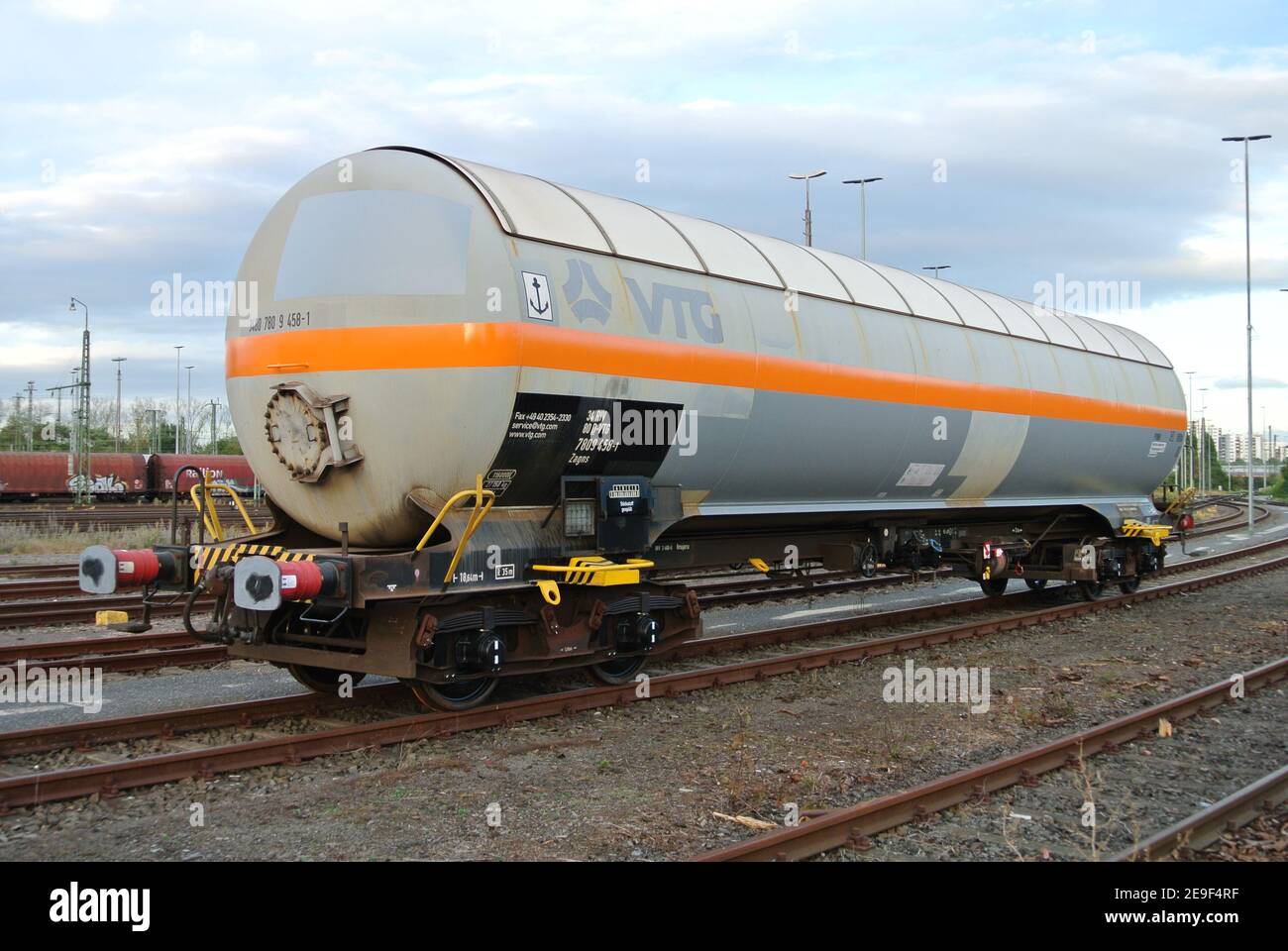 A VTG gas rail tank wagon at Cologne-Gremberg, Germany, Europe. Stock Photo