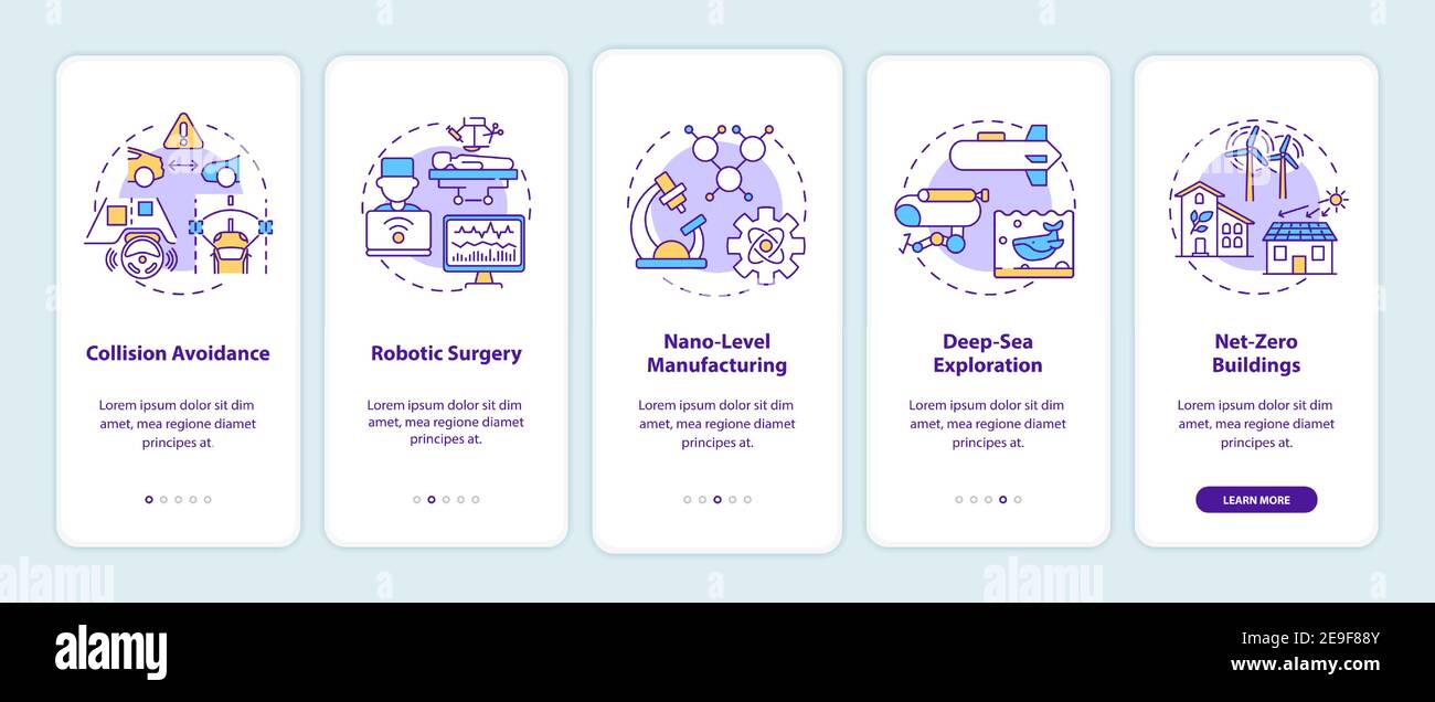 CPS usage benefits onboarding mobile app page screen with concepts Stock Vector