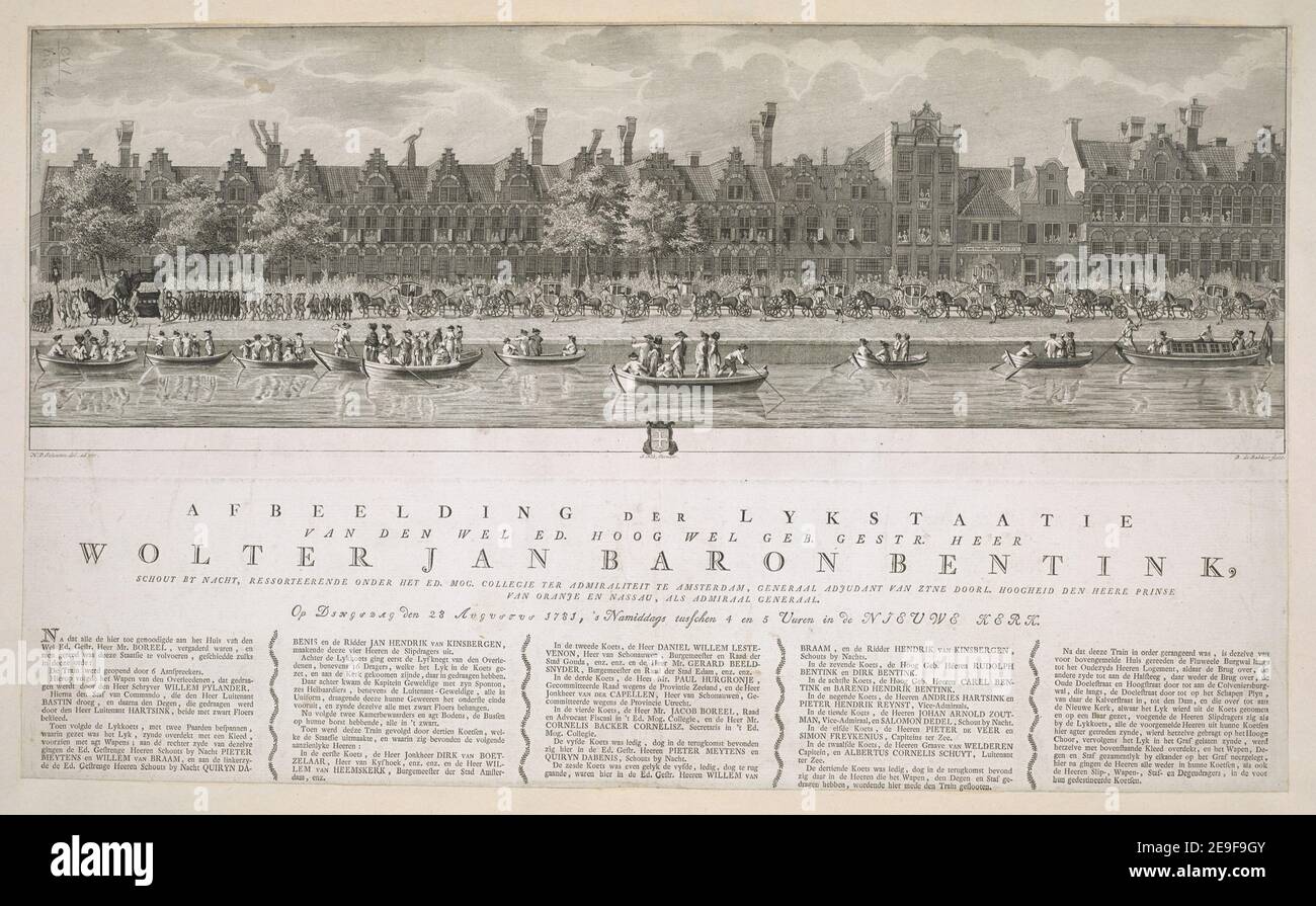 AFBEELDING DER LYKSTAATIE VAN DEN WEL ED. HOOG WEL GEB. GESTR. HEER WOLTER JAN BARON BENTINK  Author  Bakker, Barent de 106.63.d. Place of publication: [Amsterdam] Publisher: J Kok Excudit, Date of publication: [1781]  Item type: 1 print Medium: etching, engraving and letterpress Dimensions: sheet 31 x 51.6 cm (trimmed)  Former owner: George III, King of Great Britain, 1738-1820 Stock Photo