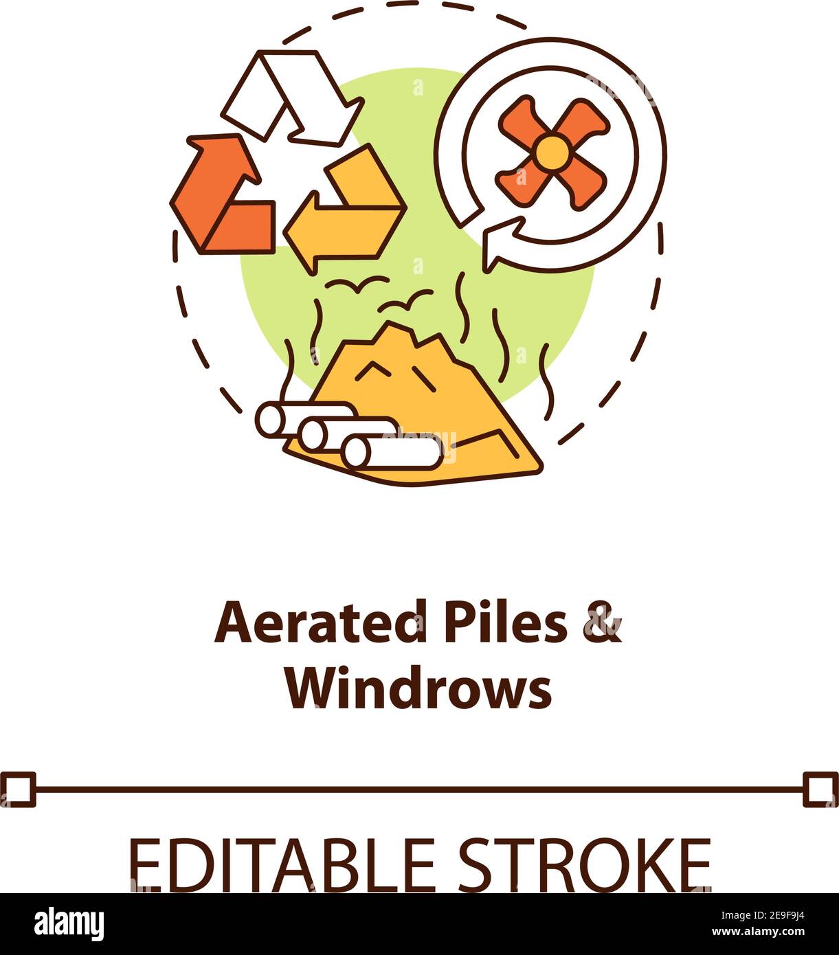 Aerated piles and windrows concept icon Stock Vector