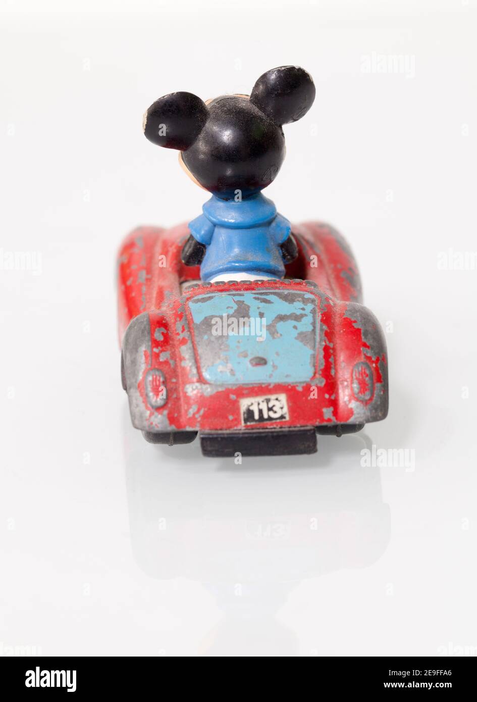 Vintage Diecast Toy Model MICKEY MOUSE in Car Stock Photo