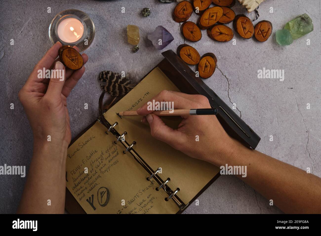 working with runes recording values Stock Photo - Alamy