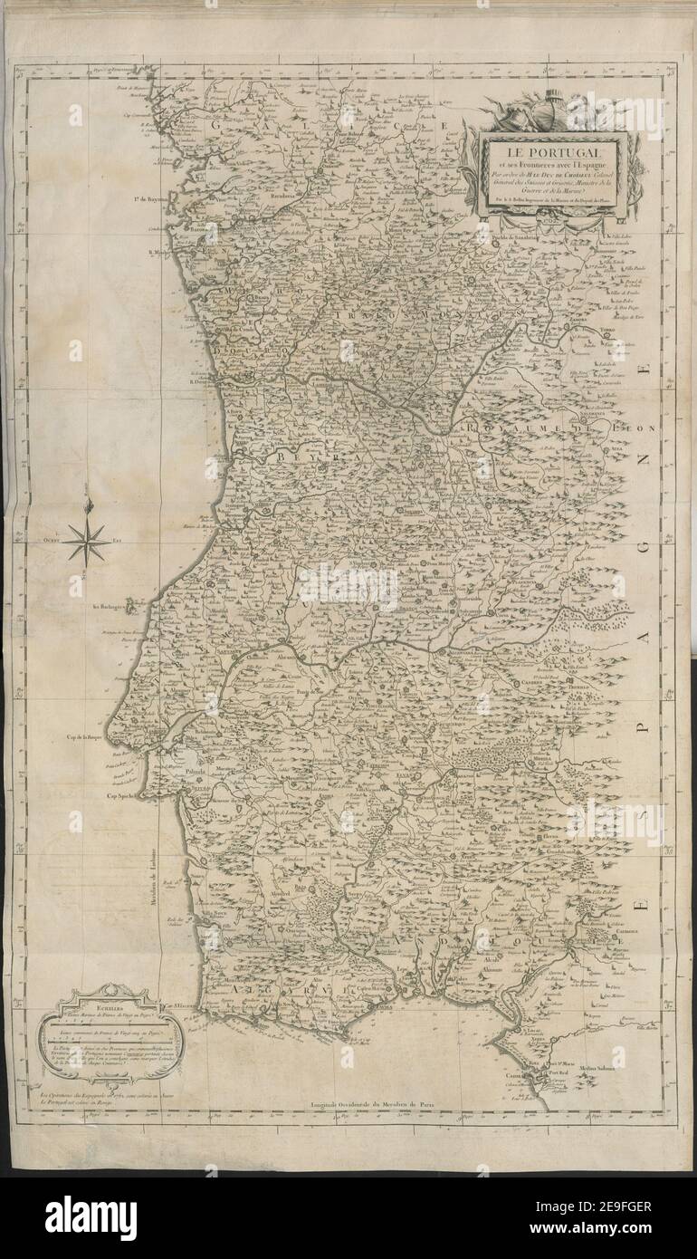 LE PORTUGAL  Author  Bellin, Jacques Nicolas 74.59. Place of publication: Paris Publisher: S. Bellin, Date of publication: 1762.  Item type: 1 map Dimensions: 52 x 87 cm  Former owner: George III, King of Great Britain, 1738-1820 Stock Photo
