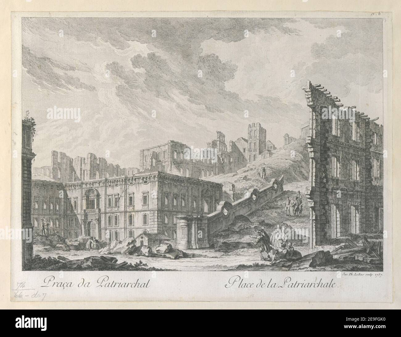 PracÃßa da Patriarchal = Place de la Patriarchale.  Author  Le Bas, Jacques-Philippe 74.66.d.7. Place of publication: [Paris] Publisher: [Jacques-Philippe Le Bas and Jacques-FrancÃßois Blondel] Date of publication: [1757]  Item type: 1 print Medium: engraving and etching Dimensions: sheet 29.5 x 38.3 cm (trimmed below platemark)  Former owner: George III, King of Great Britain, 1738-1820 Stock Photo