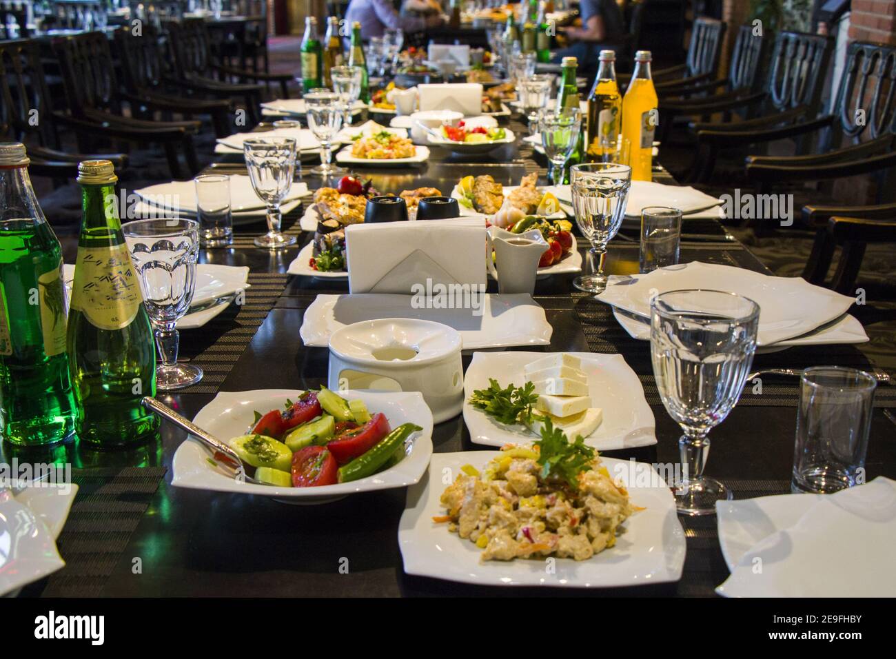 Wooden table full meat dishes hi-res stock photography and images - Alamy