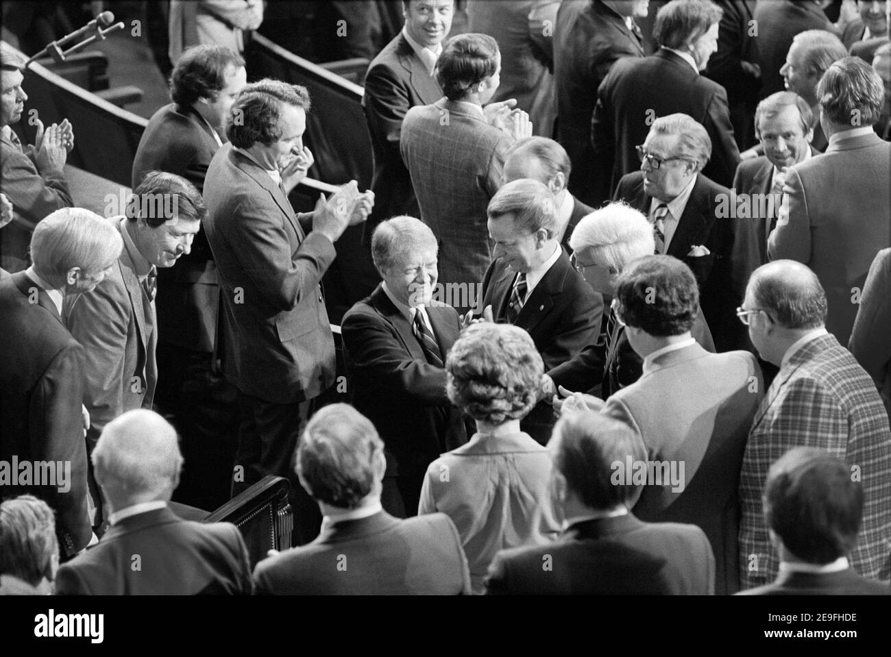 U.S. President Jimmy Carter during delivery of State of the Union Address to Joint Session of Congress, Washington, D.C., USA, Warren K. Leffler, January 22, 1979 Stock Photo