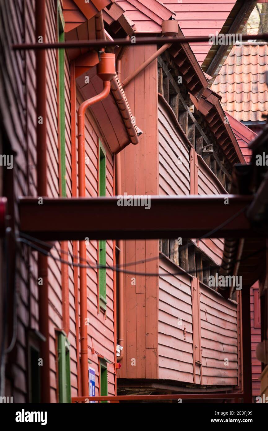 The historic wooden buildings of Bryggen, Bergen, Norway. Stock Photo