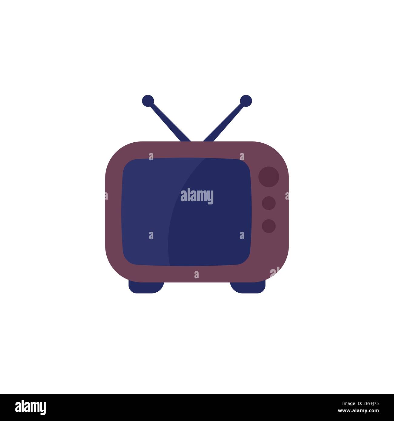 tv with antenna, old television set icon on white Stock Vector