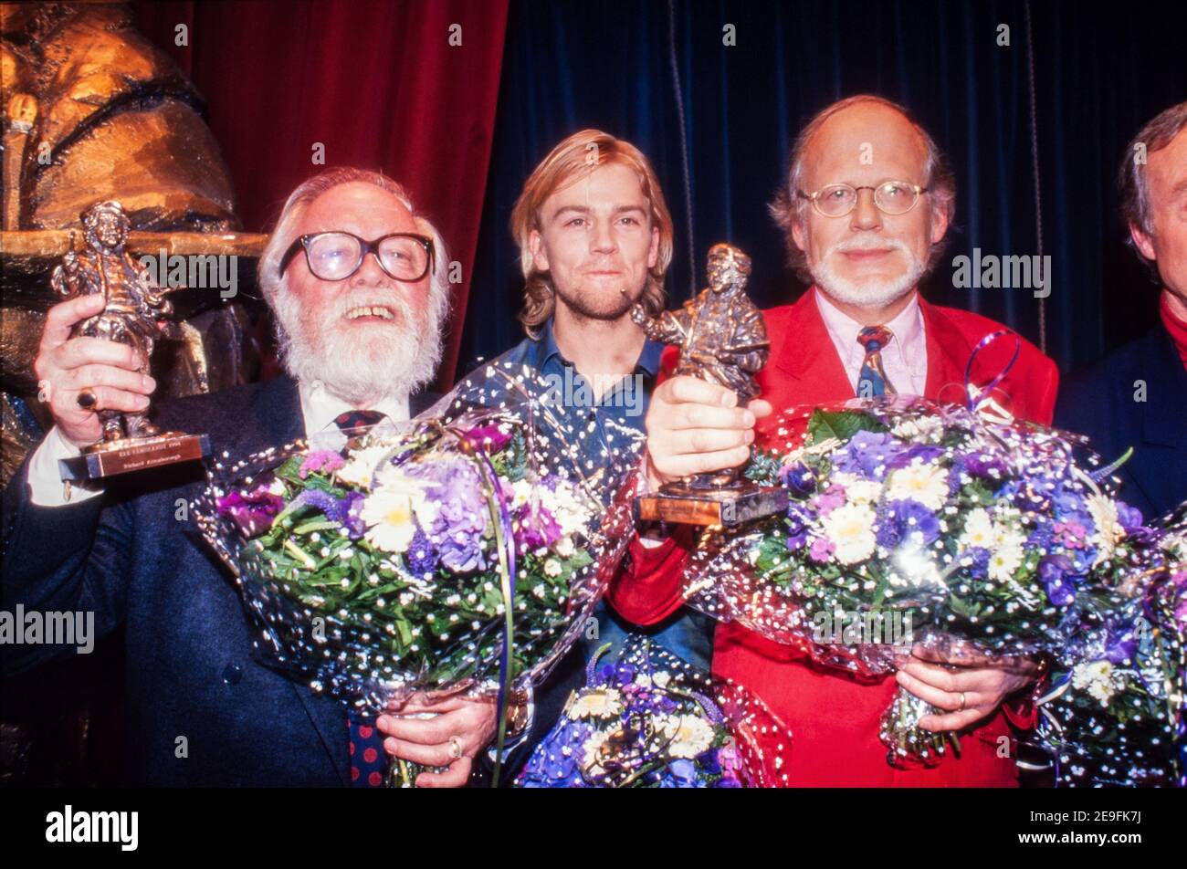 AMSTERDAM, THE NETHERLANDS - JAN 09, 1995: Director and actor Sir Richard Attenborough receives the Rembrandt award (Dutch oscar) for his whole carree Stock Photo