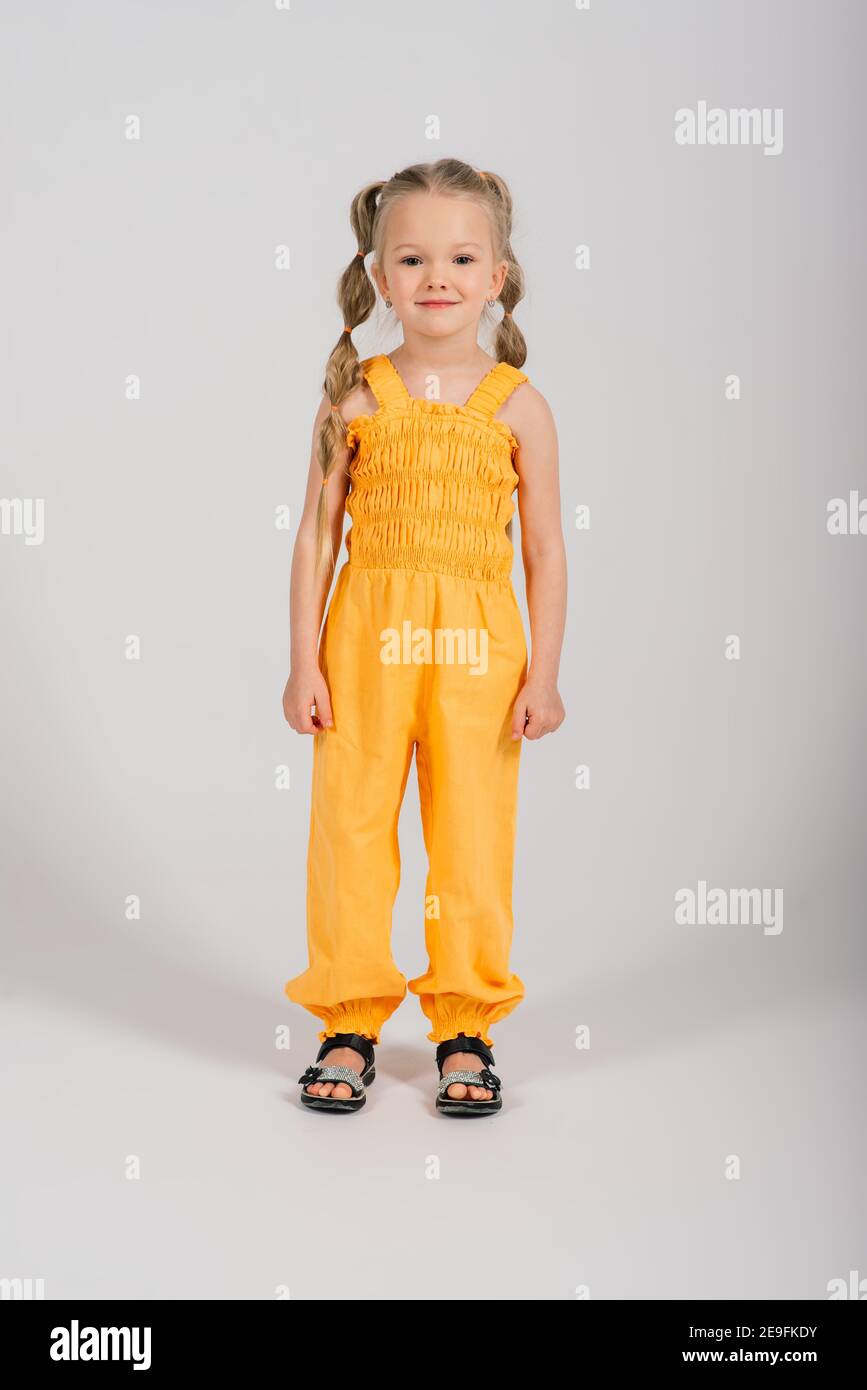 Portrait of happy smiling child girl isolated on white background ...