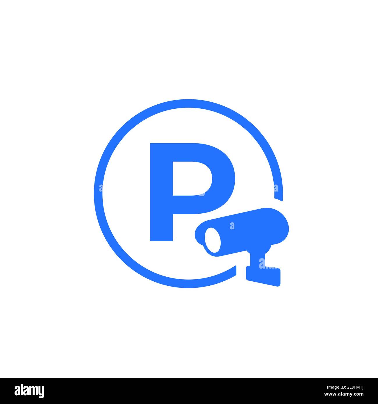 parking with video surveillance icon, vector sign Stock Vector