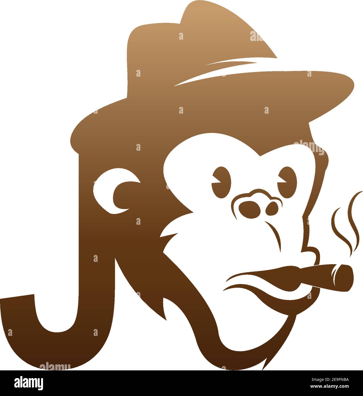 Monkey head icon logo with letter J template design illustration Stock ...
