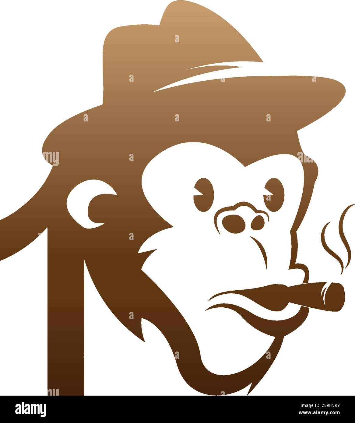 Monkey head icon logo with number 1 template design illustration Stock Vector