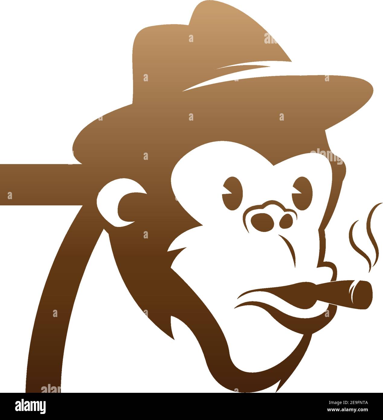 Monkey head icon logo with number 7 template design illustration Stock Vector