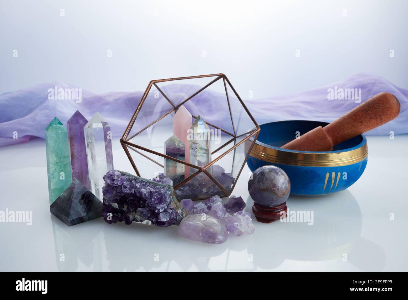 Healing gemstones crystals. Reiki, esoteric, relax and balance conept. Stock Photo