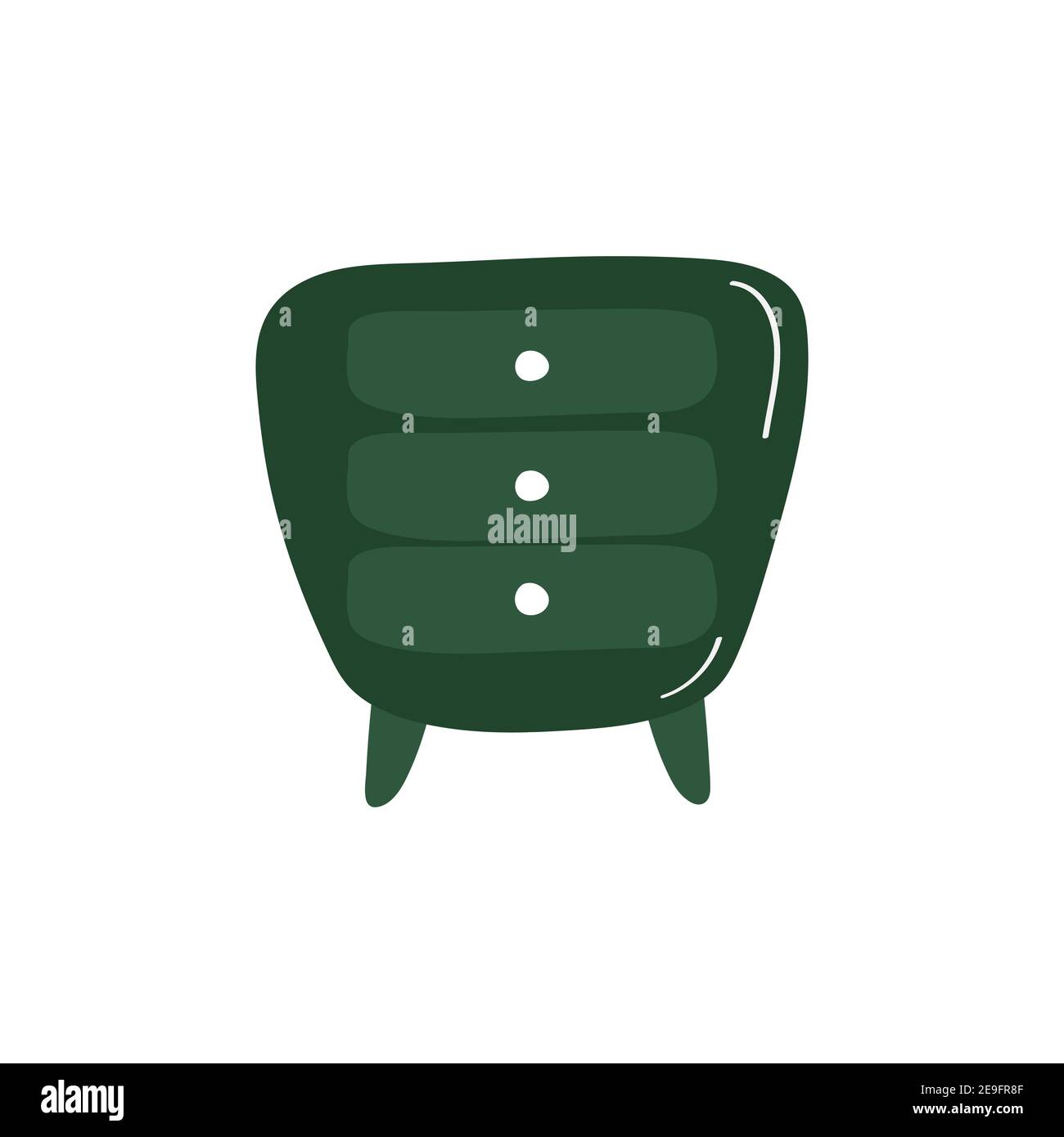 Bedside table illustration. Cute nightstand icon. Vector colored flat doodle graphic Stock Vector