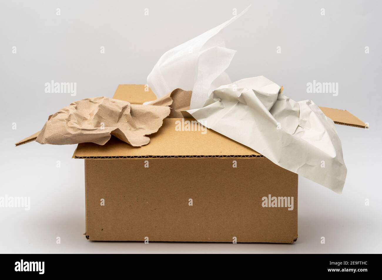 Packaging material inside a box for shipping. Different wrapping like