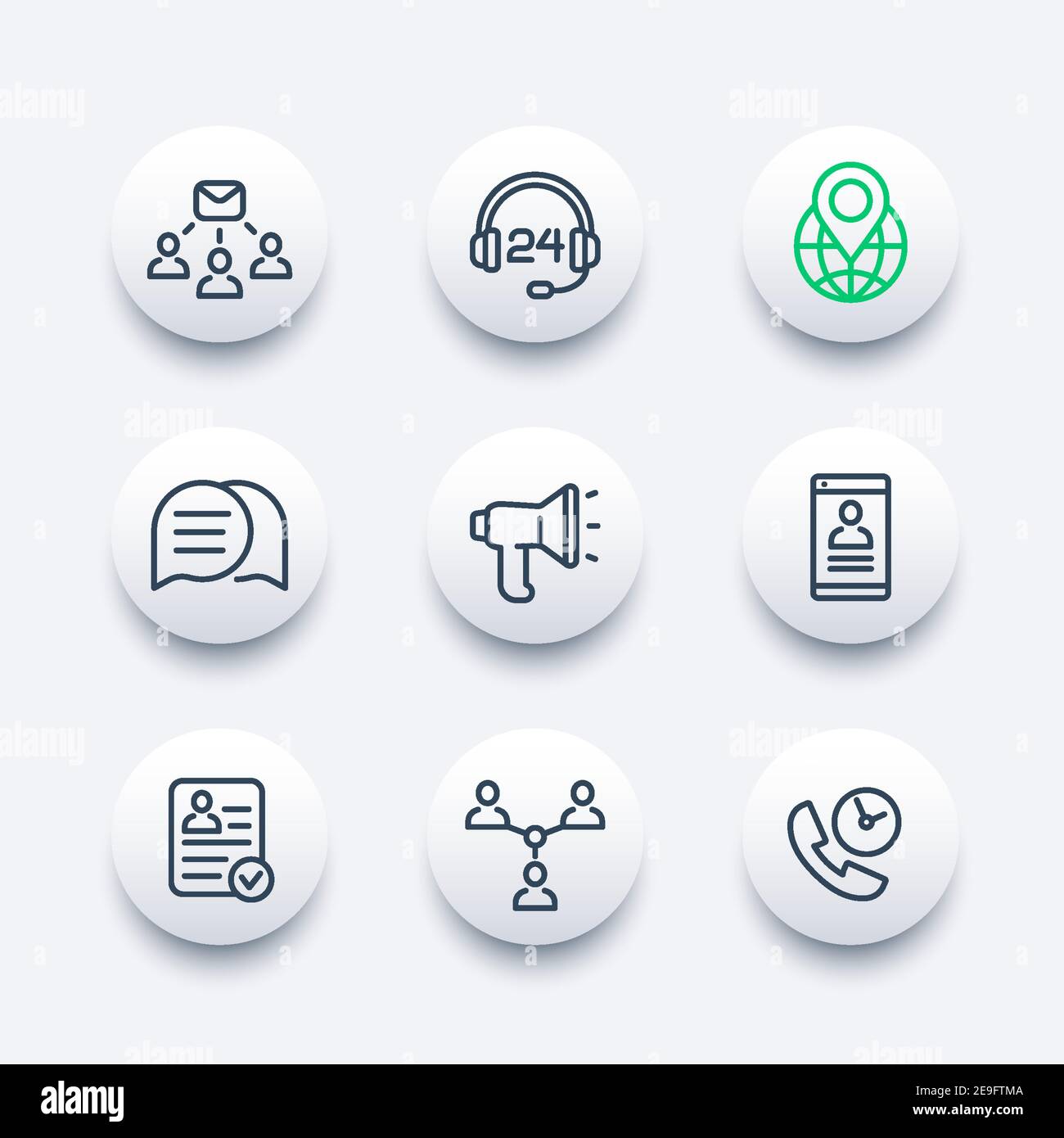 communication, media and social line icons, vector Stock Vector