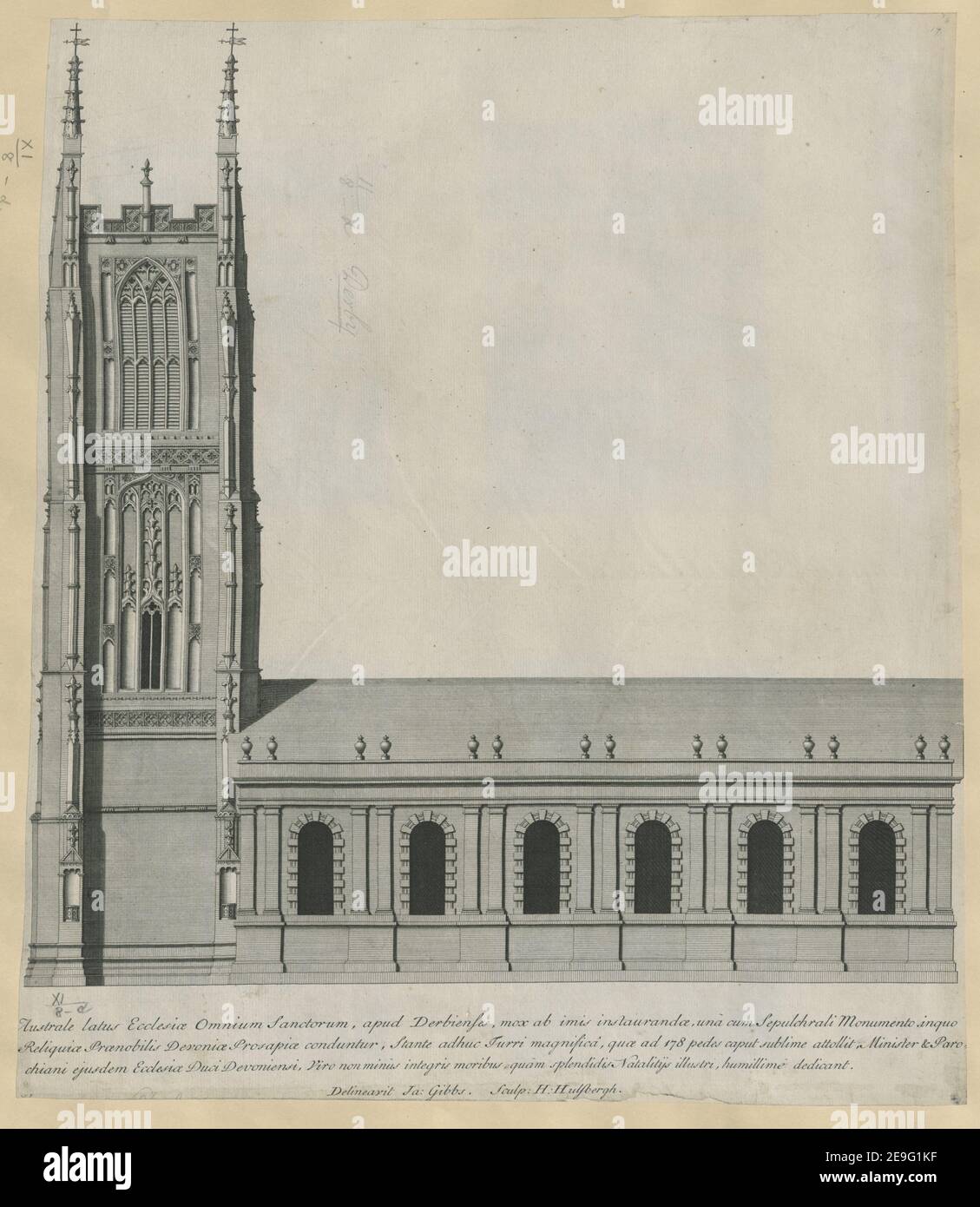 The East end of the New Church att Derby.  Author  Hulsberg, Henry 11.8.d. Place of publication: [London] Publisher: [W. Innys] Date of publication: [1728]  Item type: 1 print Medium: etching Dimensions: sheet 33.8 x 20.7 cm [trimmed within platemark]  Former owner: George III, King of Great Britain, 1738-1820 Stock Photo