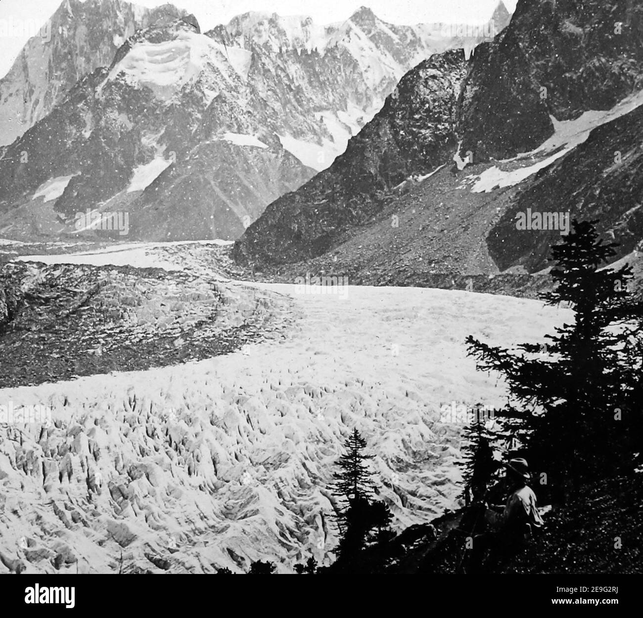 Mer de Glace Glacier, French Alps, Victorian period Stock Photo