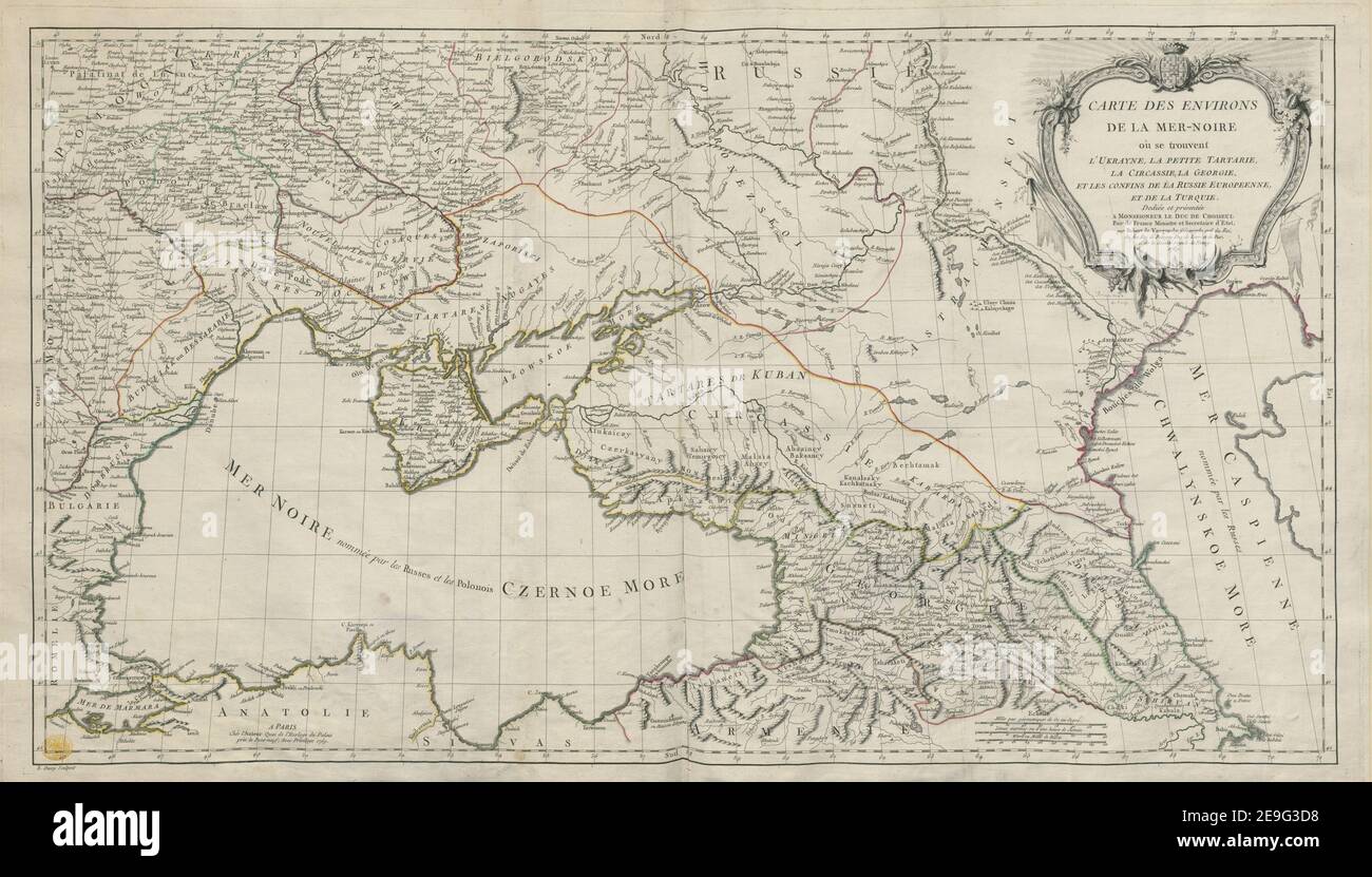 Carte des Environs de la Mer Noire Author Robert de Vaugondy, Gilles  112.106. Place of publication: A Paris Publisher: CheÃÅs l'Auteur Quai de  l'Horloge du Palais preÃÄs le Pont-neuf, Avec Privilege, Date