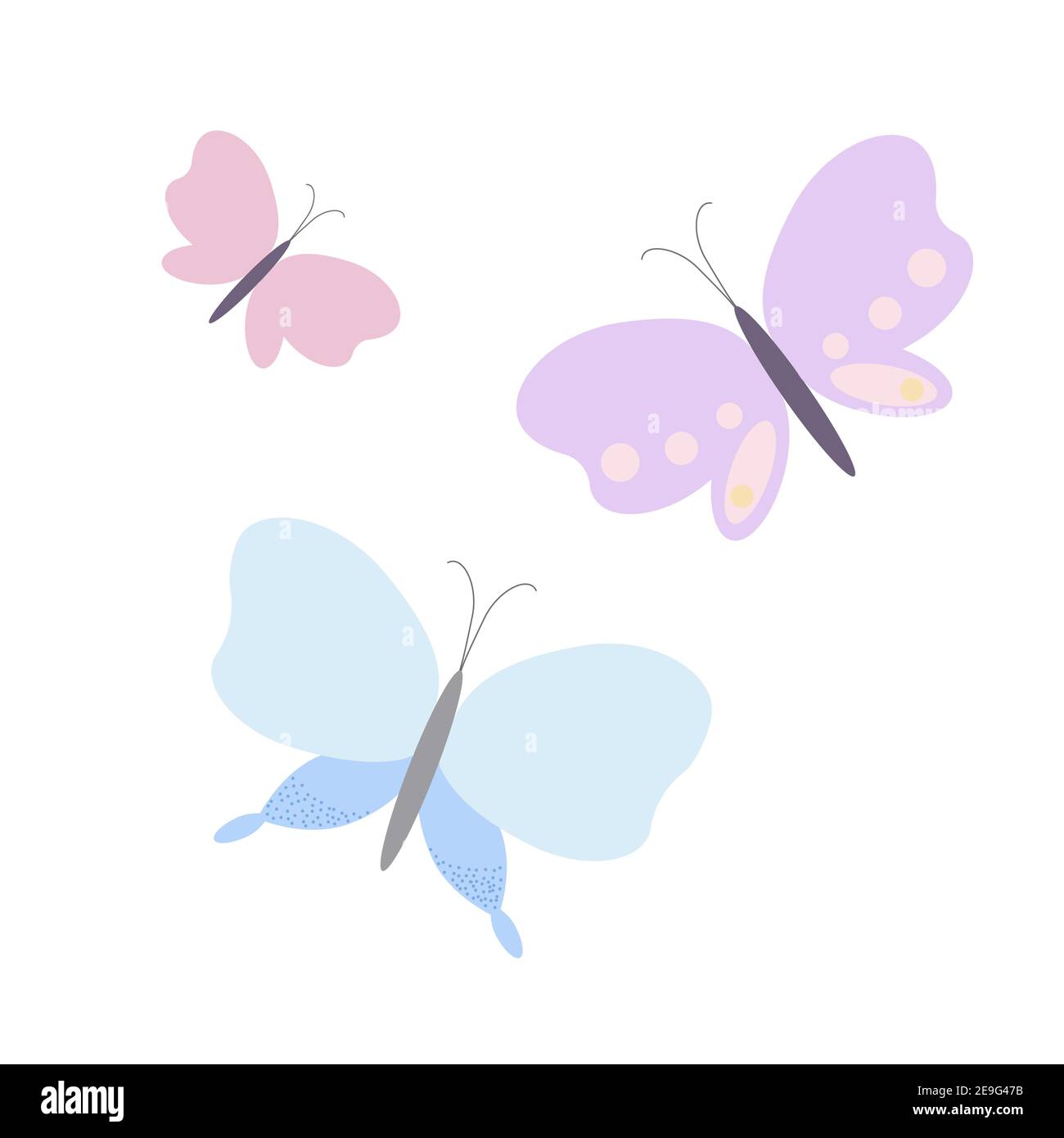 Fancy little pastel-colored butterflies in simple flat style vector  illustration, symbol of spring, Easter holidays celebration decor, clipart  for car Stock Vector Image & Art - Alamy