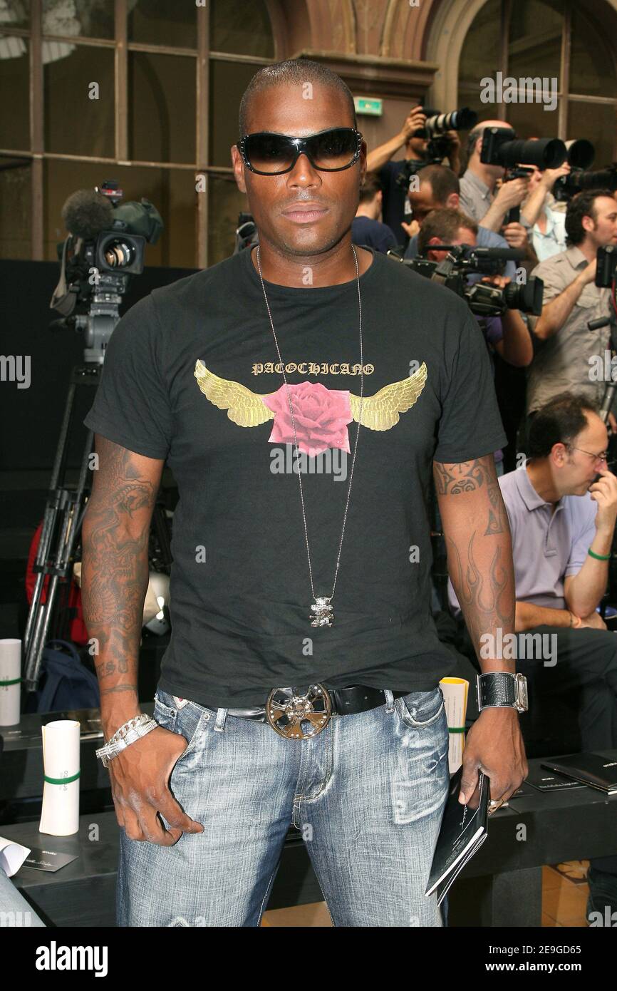 Rapper Lord Kossity attends the Smalto fashion show Men Spring-Summer ...