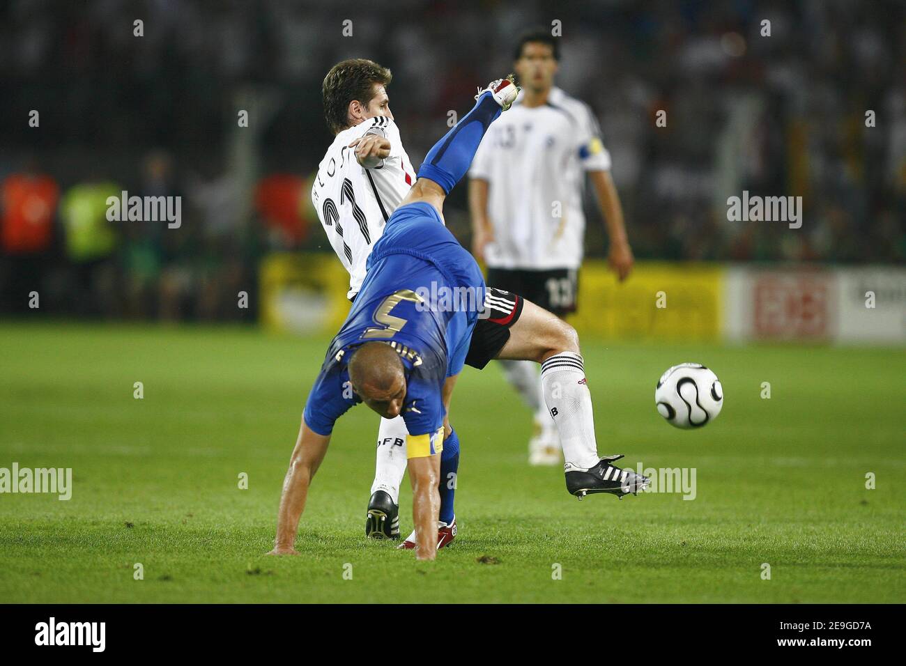 Italy's Sebastian Kehl and Miroslav Klose battle for the ball during the World Cup 2006, semifinals, Italy vs Germany at the Signal Iduna Park stadium in Dortmund, Germany on July 4, 2006. Italy won 2-0. Photo by Christian Liewig/ABACAPRESS.COM Stock Photo