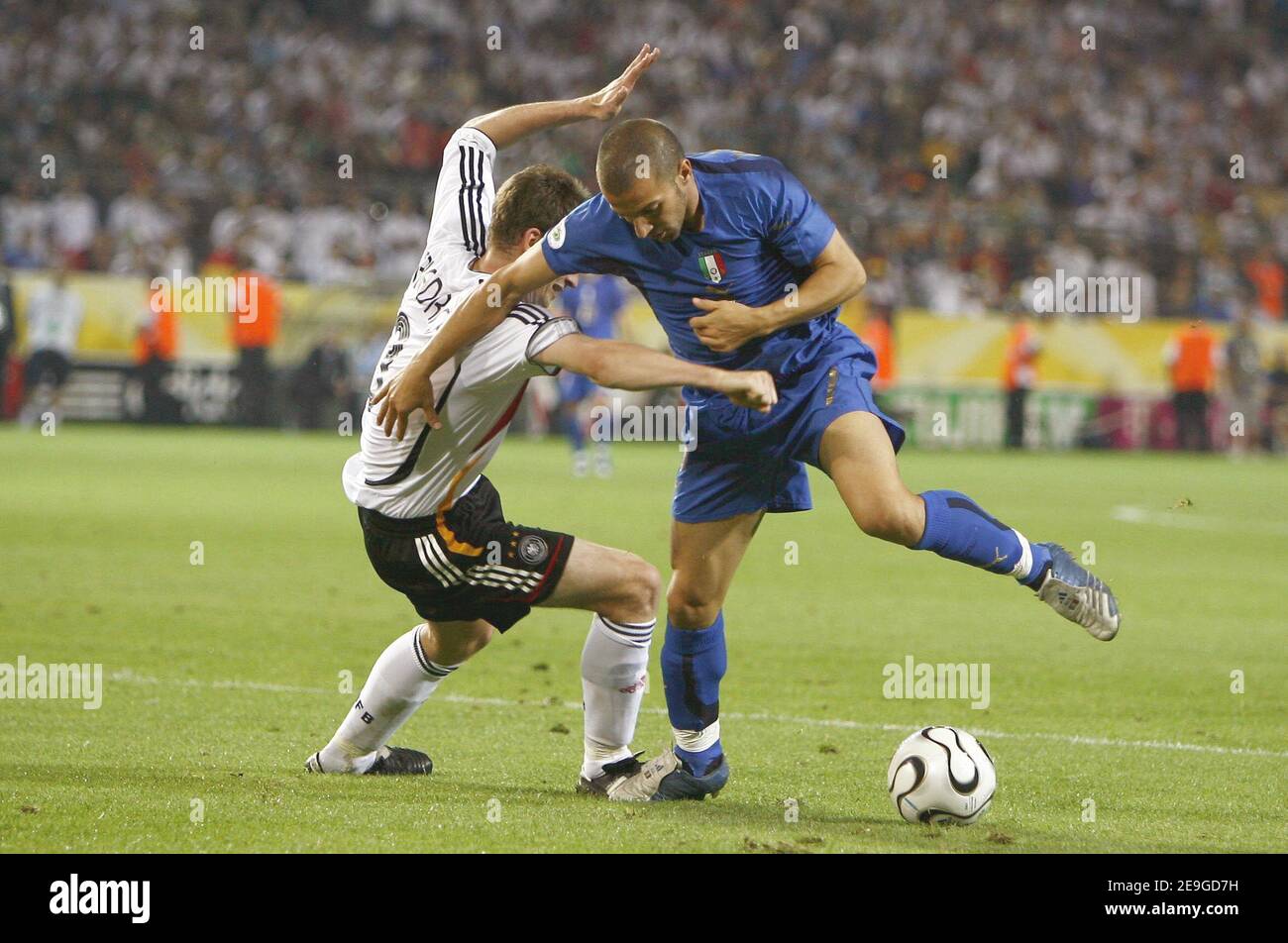 Germany's Arne Friedrich and Italy's Alessandro Del Piero during the World Cup 2006, semifinals, Italy vs Germany at the Signal Iduna Park stadium in Dortmund, Germany on July 4, 2006. Italy won 2-0. Photo by Christian Liewig/ABACAPRESS.COM Stock Photo
