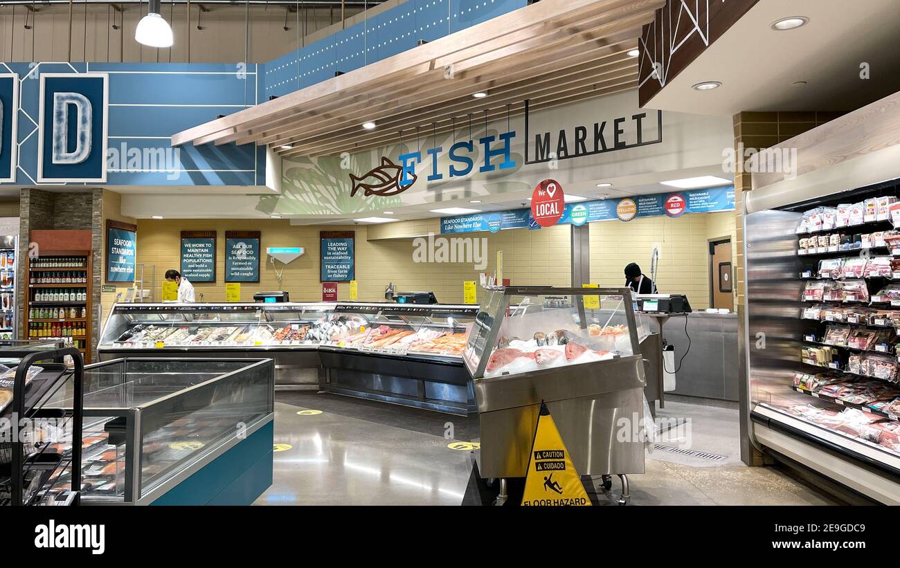 Orlando,FL USA January 24, 2021 The seafood department of a Whole