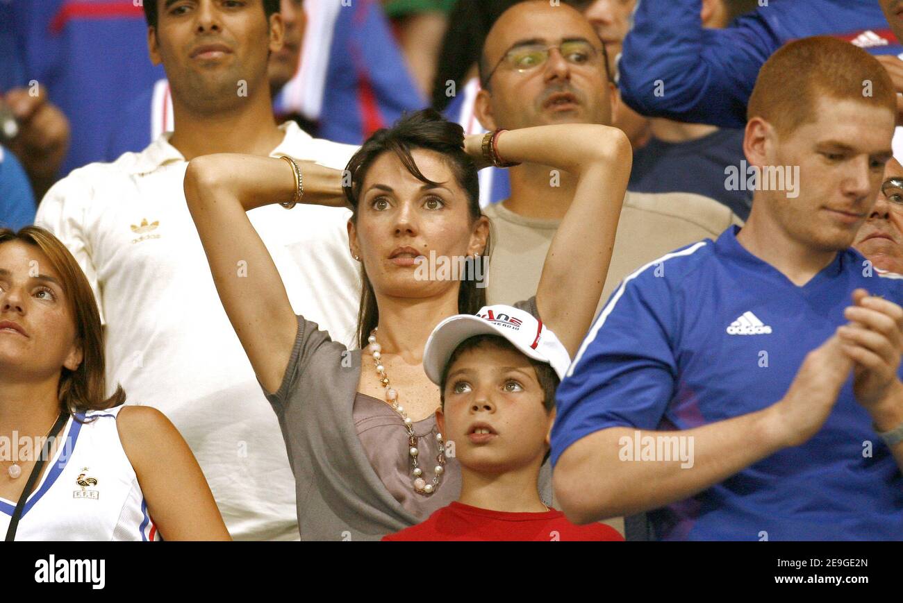 Zinedine Zidane's wife, Veronique with her children during the World Cup  2006, semi-final, France vs Portugal at the Allianz-Arena stadium in  Munich, Germany on July 5, 2006. France won 1-0 and advanced