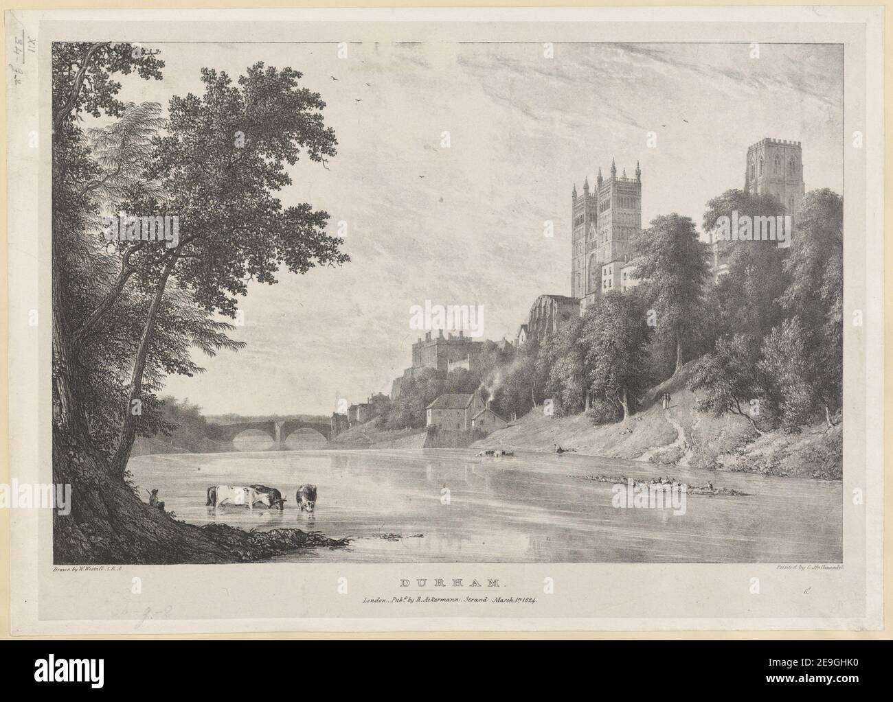 Durham.  Author  Westall, William 12.34.g.2. Place of publication: London Publisher: Pub.d by R. Ackermann. Strand. March 1.st., Date of publication: 1824.  Item type: 1 print Medium: lithograph Dimensions: sheet 30.0 x 41.8 cm  Former owner: George III, King of Great Britain, 1738-1820 Stock Photo