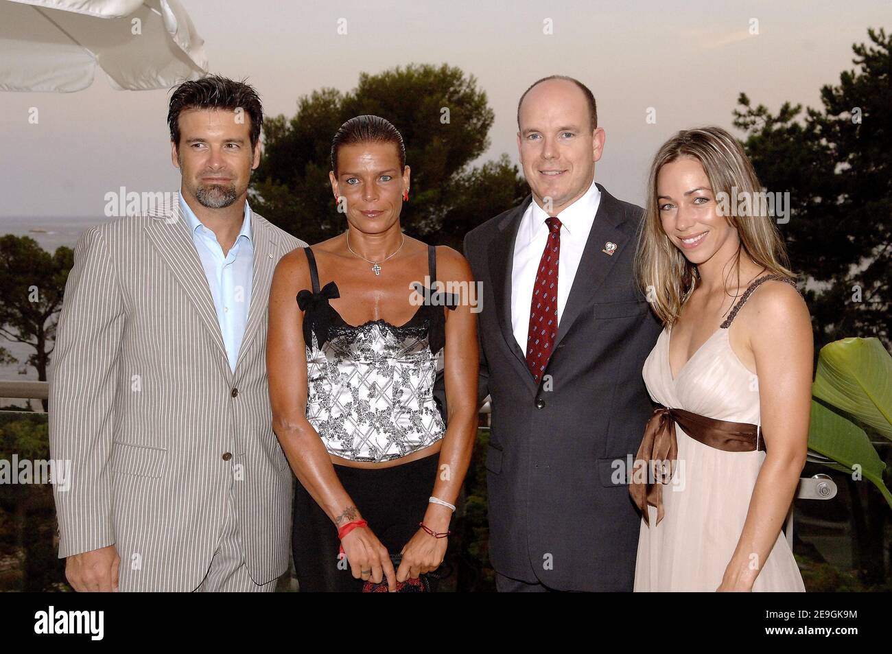 Princess Stephanie of Monaco and Prince Albert II along with Roch Voisine and his wife Myriam attend the 'Figh Aids Monaco' party held at the Sporting in Monaco, on July 21, 2006. Photo by Pool SBM/ABACAPRESS.COM Stock Photo
