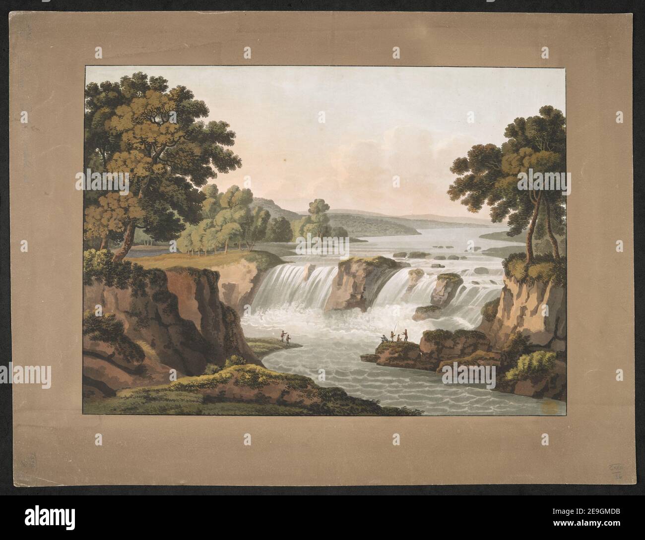 Great Falls of the Potomac . Author  Cartwright, Thomas 122.36.11.tab.PORTFOLIO. Place of publication: [London and Philadelphia] Publisher: [Atkins , Nightingale] Date of publication: [January 1 1802]  Item type: 1 print Medium: hand-coloured aquatint and etching Dimensions: sheet 41.6 x 57.8 cm (trimmed below platemark), on support 56.3 x 74.2 cm  Former owner: George III, King of Great Britain, 1738-1820 Stock Photo