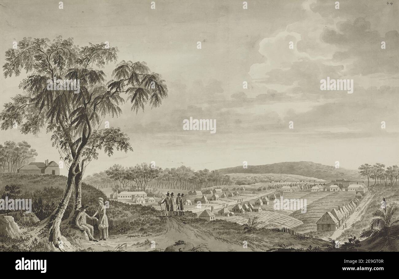 View of Parramatta from near Rose Hill . Author  Brambila, Fernando 124 Supp.fol.44. Date of publication: [April 1793]  Item type: 1 drawing Medium: pen and black ink with monochrome wash over pencil Dimensions: sheet 29.6 x 47 cm  Former owner: George III, King of Great Britain, 1738-1820 Stock Photo