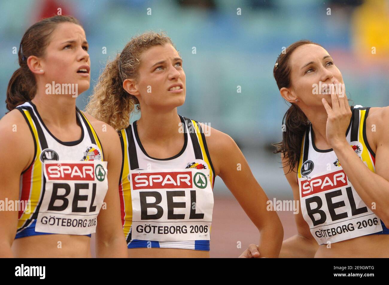 Belgium's Kim Gevaert (R) with Belgium Team competes during the Women's