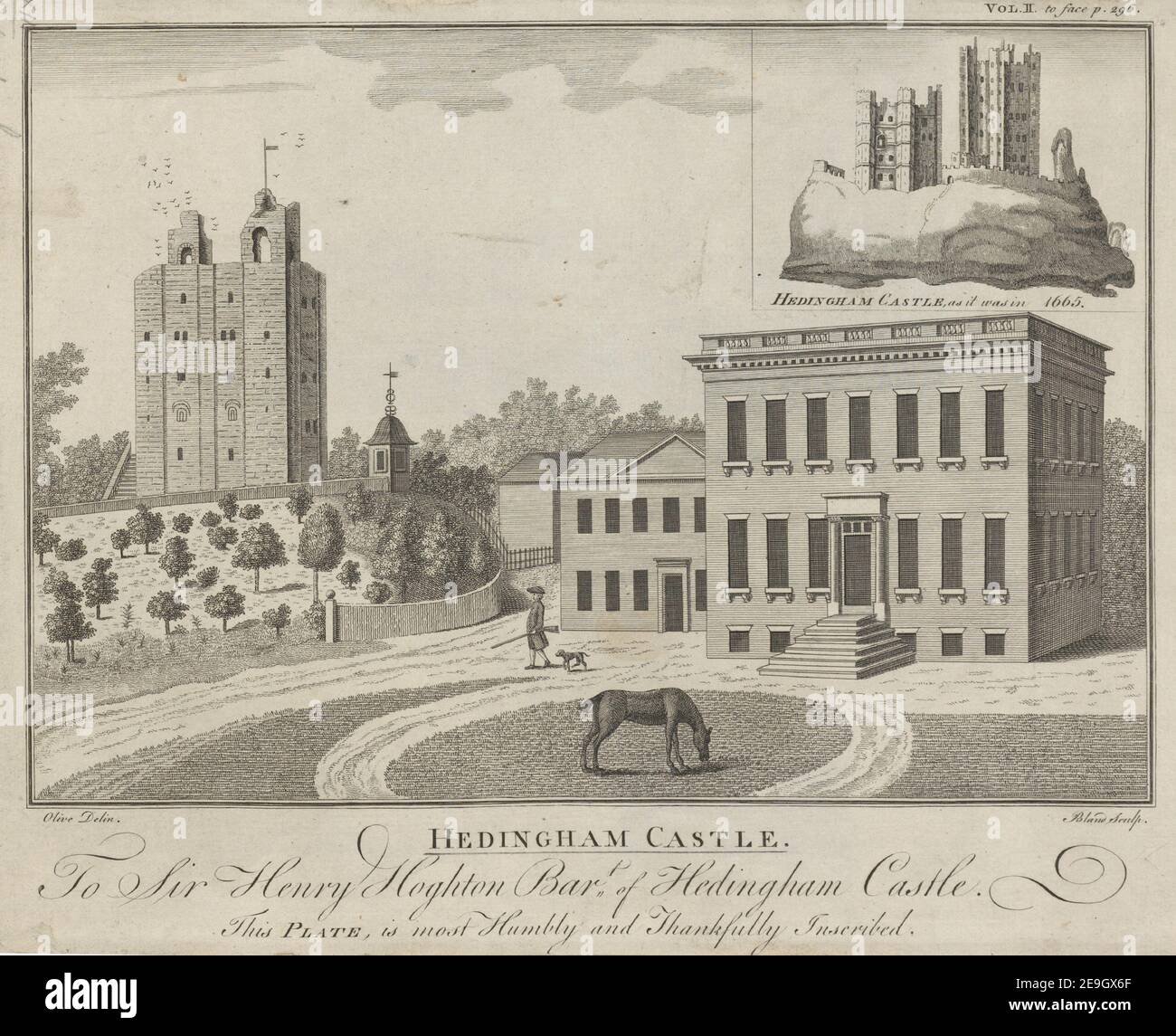 HEDINGHAM CASTLE.  Author  Bland, Thomas 13.24.1.b. Place of publication: [Chelmsford , London] Publisher: [Lionel Hassall , F. Newbery] Date of publication: [1770]  Item type: 1 print Medium: etching Dimensions: sheet 25.0 x 31.7 cm [trimmed within platemark]  Former owner: George III, King of Great Britain, 1738-1820 Stock Photo