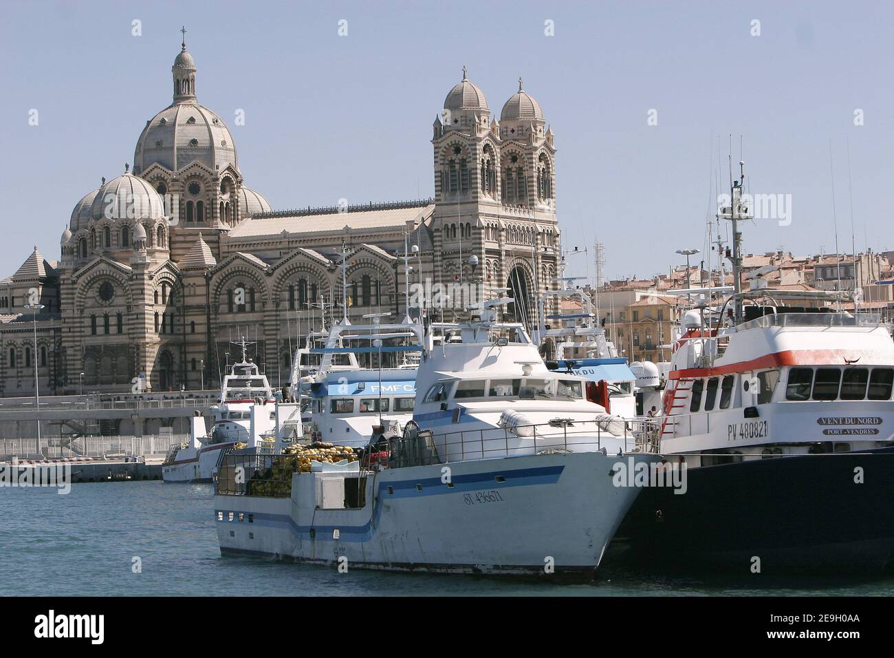 Tuna fishermen and authorities running the port in France's southern city of Marseille are blocking the arrival of a Greenpeace ship Rainbow Warrior II due this week amid a row over a campaign to save dwindling red tuna stocks. Photo by Gerald Holubowicz/ABACAPRESS.COM Stock Photo