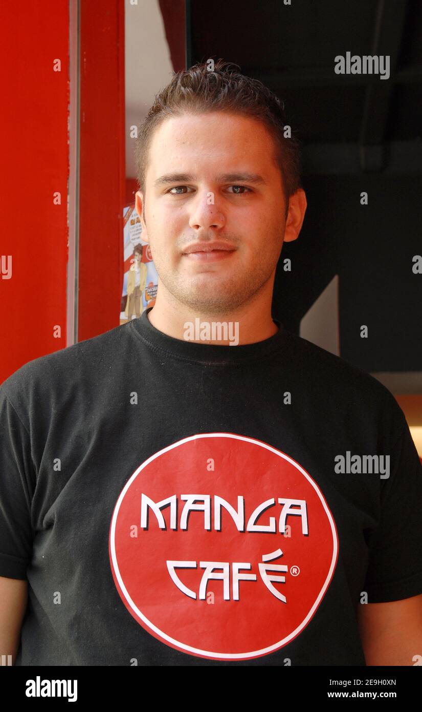 Ben Kordova, founder of Europe's first 'Manga Cafe' in Paris, France, on August 24, 2006. The venue, based on the Japanese concept combining a bookstore, a library and a cafe, opened its doors a few weeks ago in the heart of Paris (5th arrondissement). Fans can, for an hourly fee of 3 to 4 euros, have access to thousands of Mangas, surf the web, drink hot and cold soft drinks or play video games. Photo by Nicolas Khayat/ABACAPRESS.COM Stock Photo