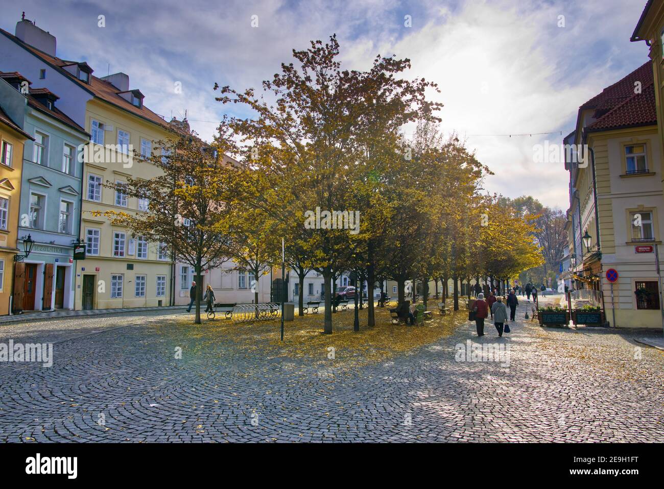 2019 11, Praha, Czech. People on Na Kampe square in Prague Old town Stock Photo