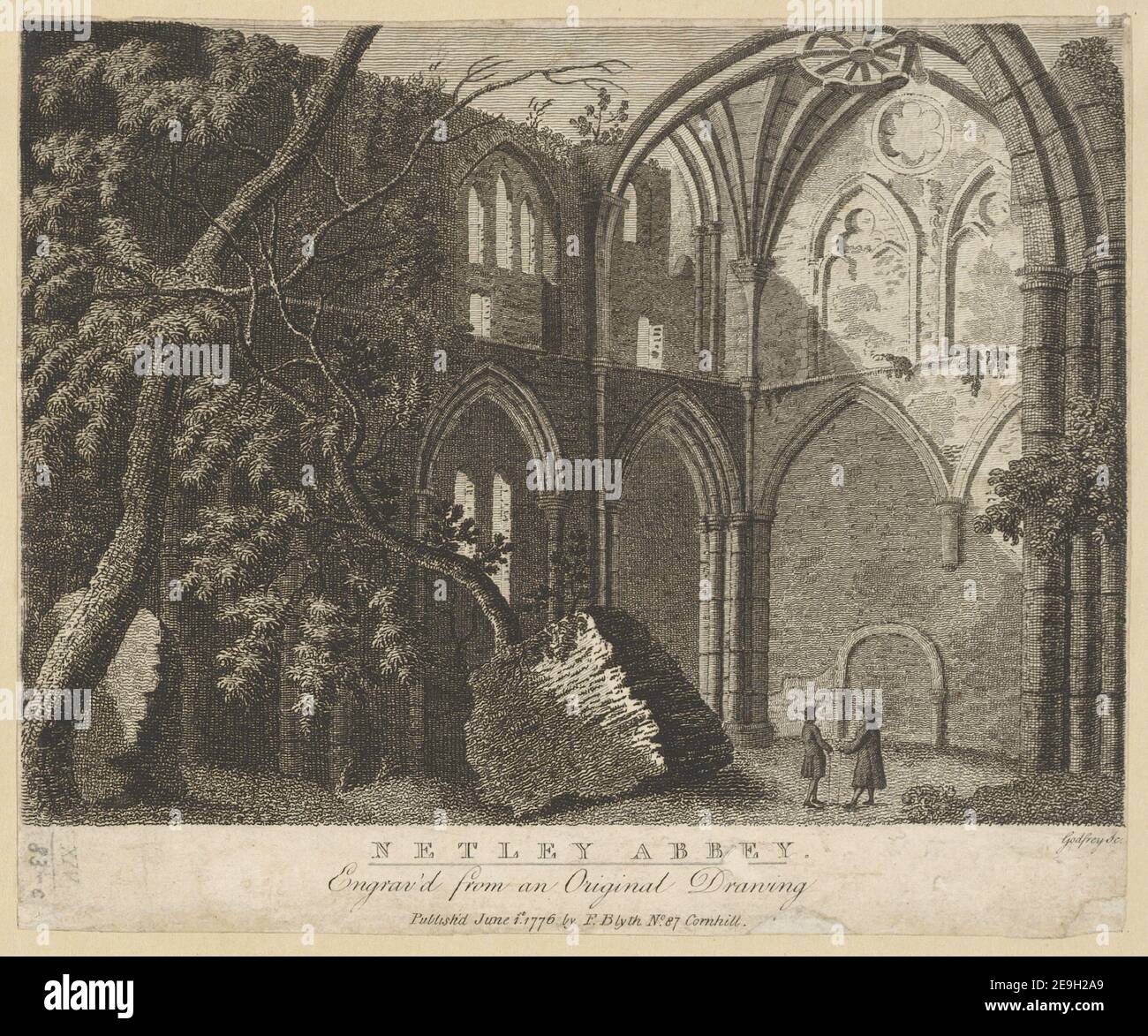 Netley Abbey.  Author  Godfrey, Richard Bernard 14.83.c. Place of publication: [London] Publisher: Publish'd June 1.st 1776, by F. Blyth No. 87 Cornhill., Date of publication: [1776]  Item type: 1 print Medium: etching Dimensions: sheet 18.0 x 21.7 cm  Former owner: George III, King of Great Britain, 1738-1820 Stock Photo