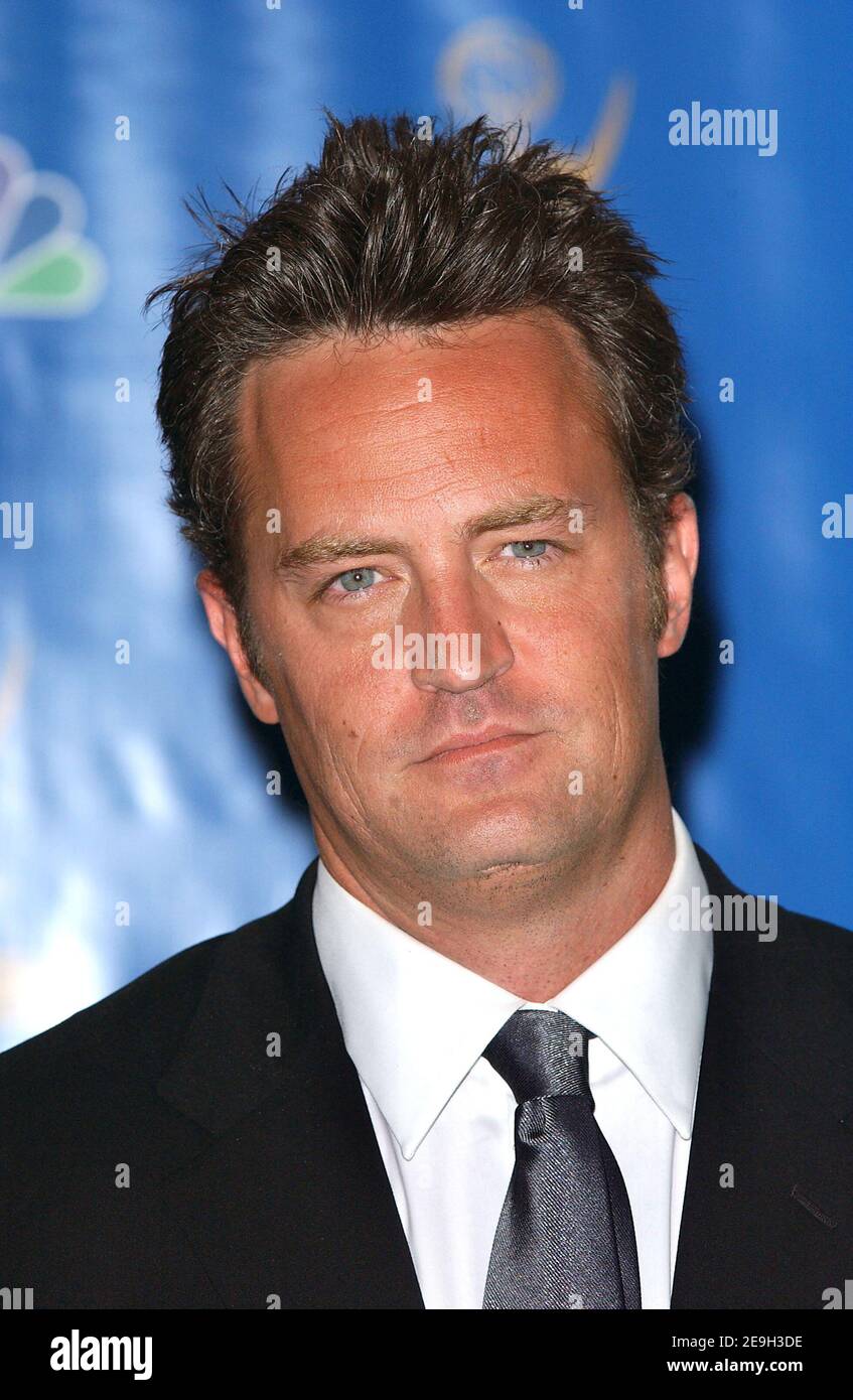 Matthew Perry poses in the press room at The 58th Annual Primetime Emmy ...