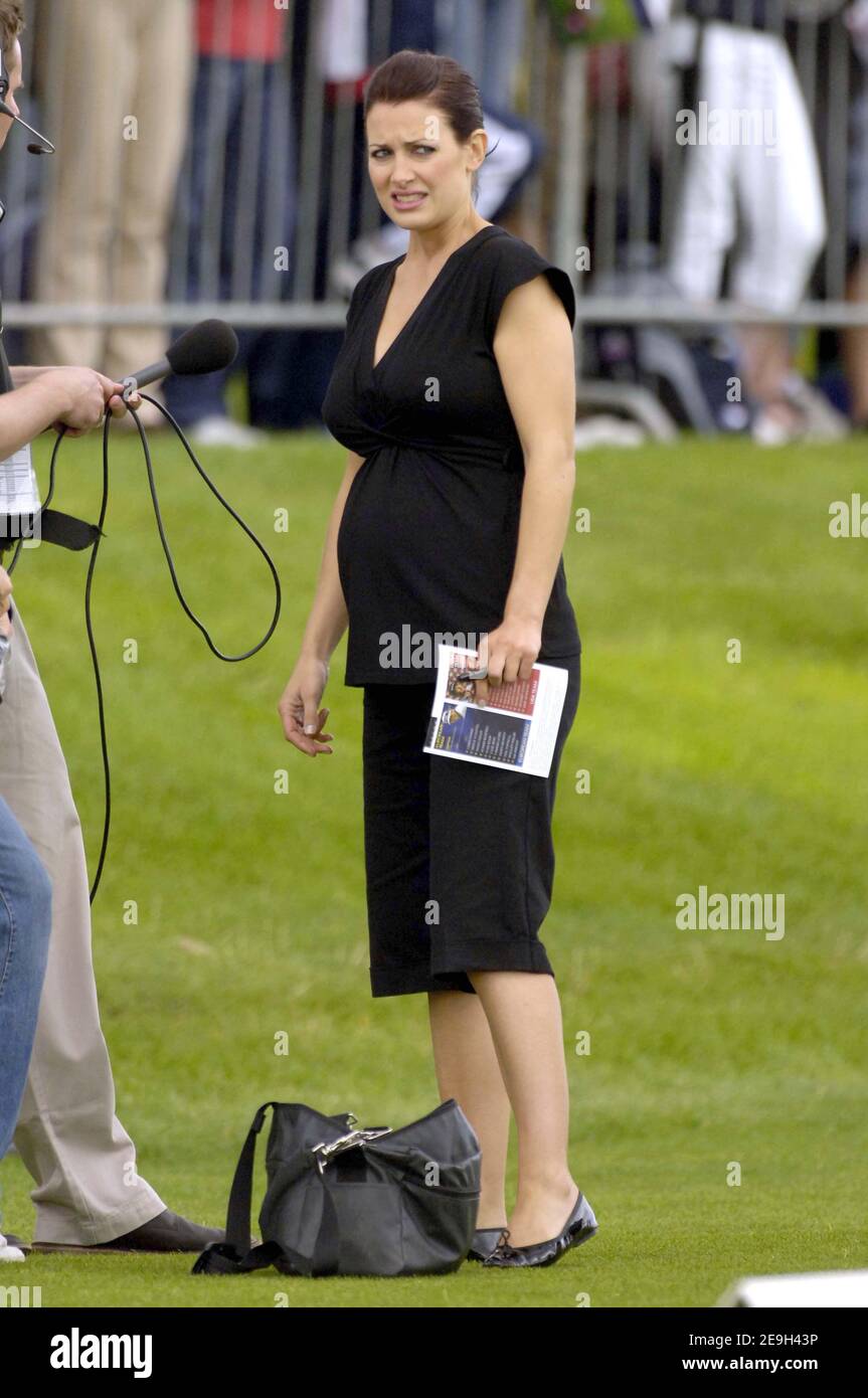 Pregnant presenter Kirsty Gallagher during the final of AllStars Golf Tournament in Newport, Wales on August 28, 2006. Photo by Stuart Morton/ABACAPRESS.COM Stock Photo