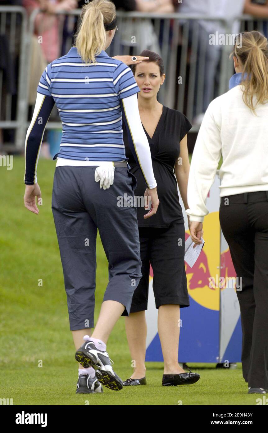 Pregnant presenter Kirsty Gallagher during the final of AllStars Golf Tournament in Newport, Wales on August 28, 2006. Photo by Stuart Morton/ABACAPRESS.COM Stock Photo