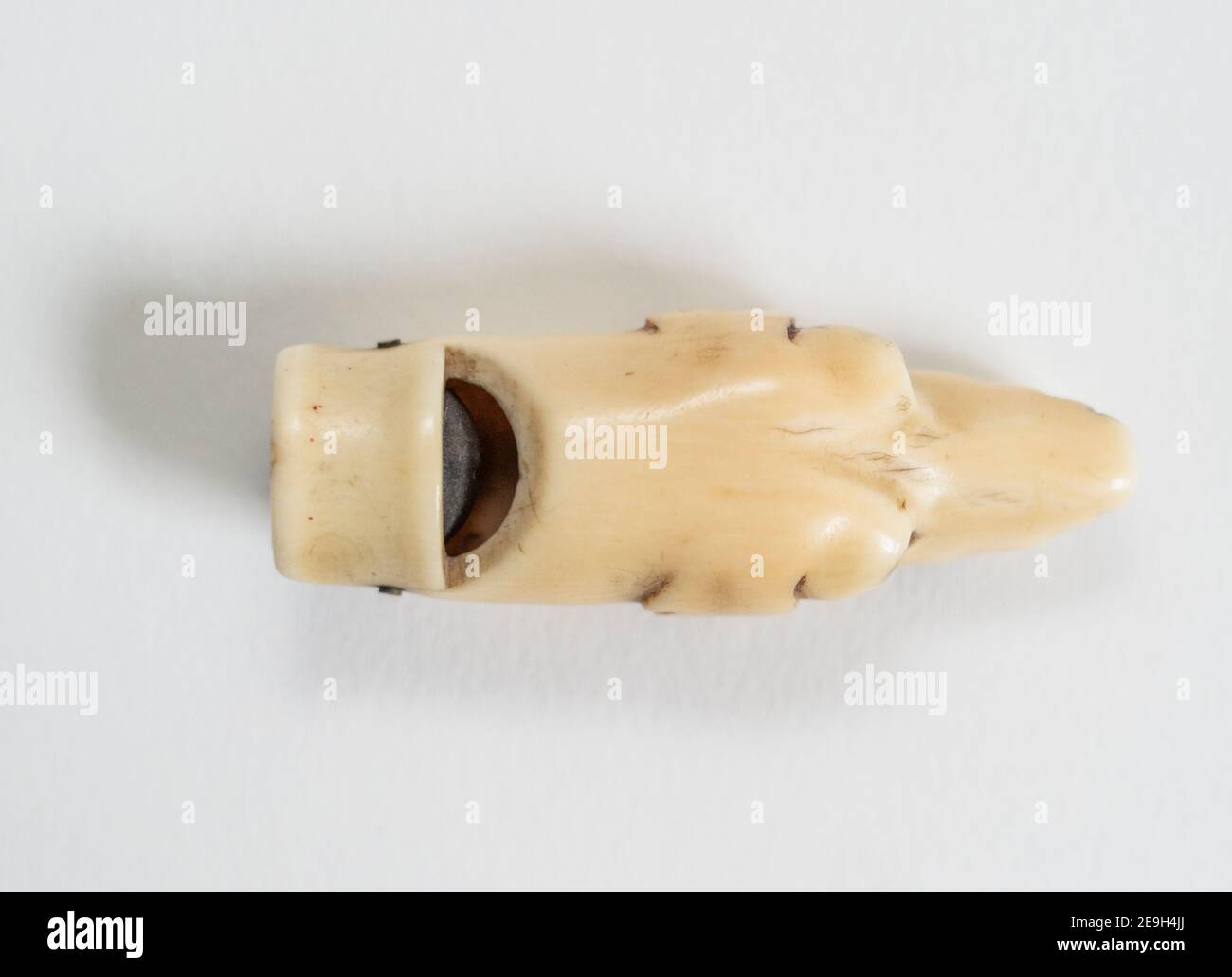 Antique Victorian Carved Ivory Dog Head Whistle Stock Photo