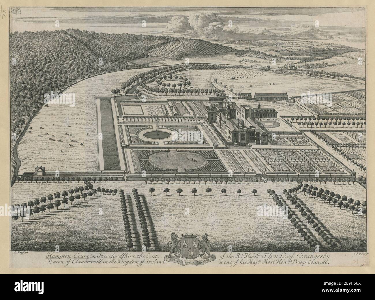 Hampton Court In Herefordshire The Seat Of The Rt Honble Tho Lord Coningesby Baron Of Clanbrazell In The Kingdom Of Ireland One Of His Majts Most Honble Privy Councill Author Kip